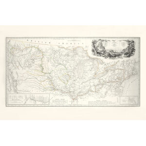 Map of the Historic Route, by Karl Bodmer. Travels in the interior of North America. Taken from the original editions. Certificate of authenticity included