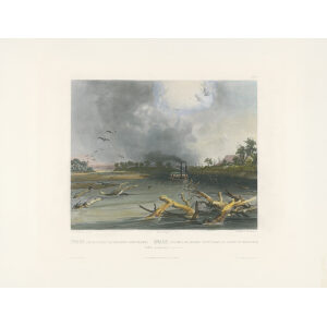 Heritage Prints Bodmer tbl 06 Snags (Sunken Trees) on the Missouri (color)