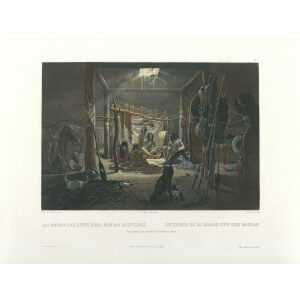 Heritage Prints Bodmer tbl 19 The Interior of the Hut of a Mandan Chief (color)