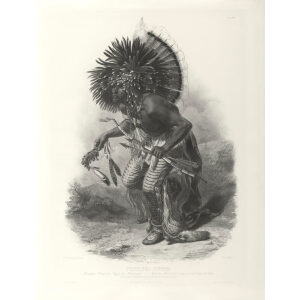 Heritage Prints Bodmer tbl 23 Pehriska-Ruhpa. Moennitarri warrior in the Costume of the Dog Dance