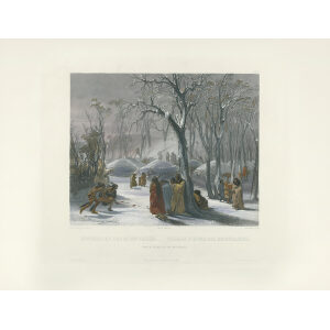 Heritage Prints Bodmer tbl 26 Winter Village of the Minnatarres (color)