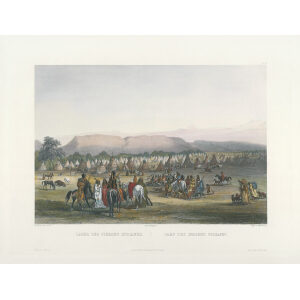 Heritage Prints Bodmer tbl 43 Encampment of the Piekann Indians (color)